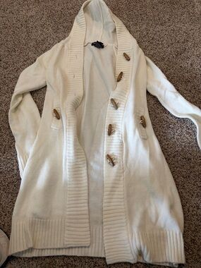 Takeout Cream Hooded Toggle Cardigan